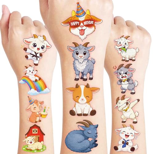 96 PCS Goat Temporary Tattoos for Kids
