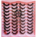 H006 CLARICE False Lashes Faux Mink Fake Eyelashes 20 Pairs Mixed Set Dramatic Volume and Length Multipack Black Reusable Natural Vegan