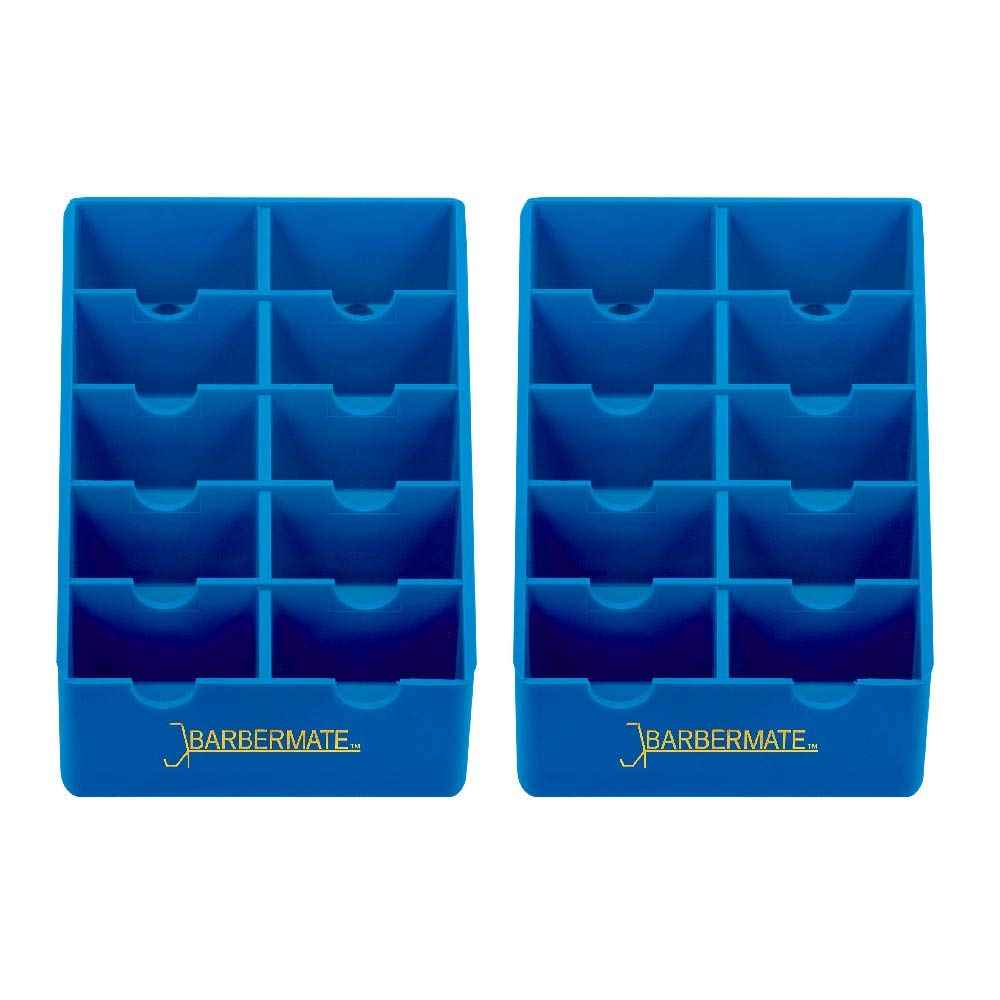 BarberMate 2 Pack Blade Rack Storage Tray - Holds 10 Clipper Blades (Blue)