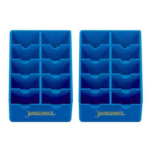 BarberMate 2 Pack Blade Rack Storage Tray - Holds 10 Clipper Blades (Blue)
