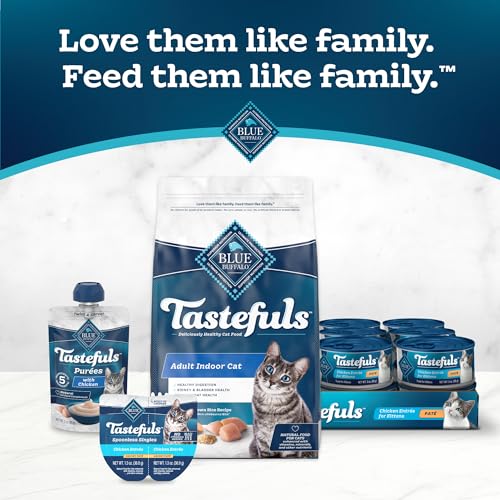 Blue Buffalo Tastefuls Wet Cat Food Paté Variety Pack, Made with Natural Ingredients | Chicken, Turkey & Chicken, and Ocean Fish & Tuna Entrées, 5.5-oz. Cans (12 Count, 4 of Each)