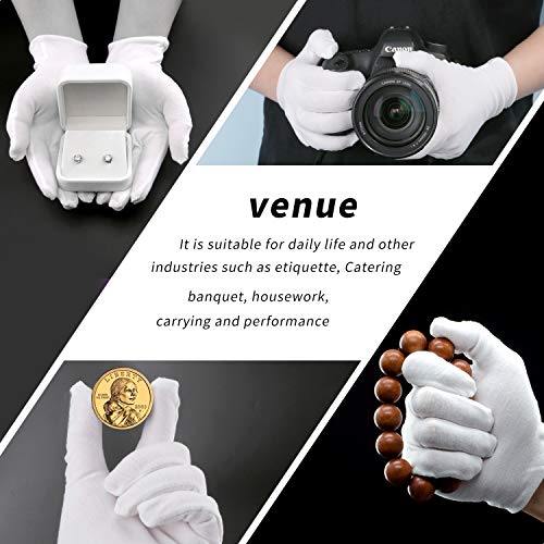 Cotton Gloves, 8pairs(16 Pcs) White Cotton Gloves for Women and Men, Washable Stretch Cotton Gloves for Dry Hands and Eczeme Moisturizing Cloth Gloves, Coin Jewelry Silver Cotton Inspection Gloves