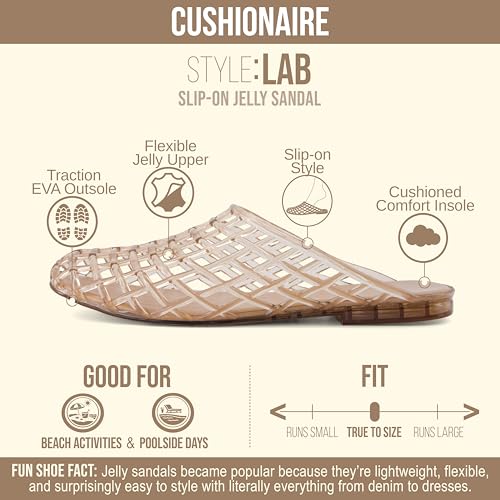 CUSHIONAIRE Lab Lattice Jelly Flats for Women - Mocha, Closed-Toe Mules