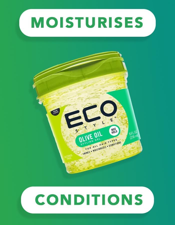 Eco Style Olive Oil Hair Gel - 8 oz Styling with Shine