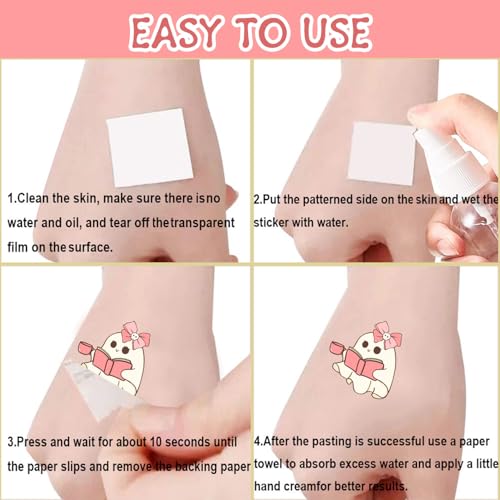 Pink Bow Ghost Temporary Tattoos Stickers - 12 Pack
