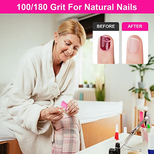 Nail Arm Rest, Foldable PU Leather Nail Hand Rest For Manicure+uffer Block Nail File, 30Count 100/180 Grit Sponge Nail Buffers for Acrylic Nails