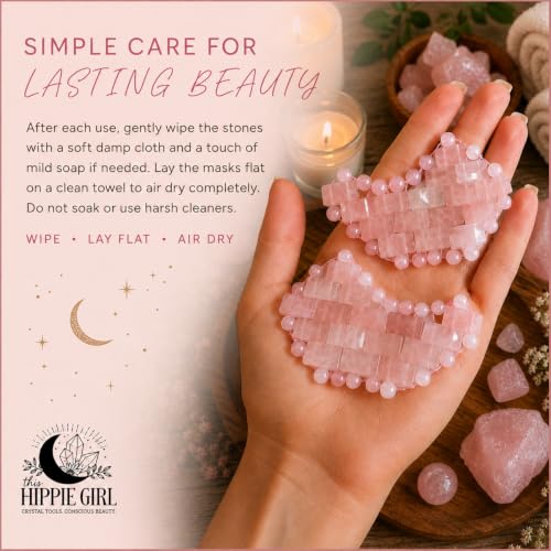 Boho Aromatic Rose Quartz Under Eye Masks - Reusable Cooling Facial Tools (2 Pieces)