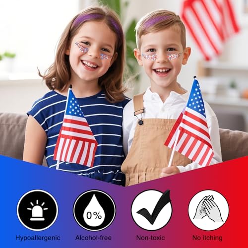 4 Jar Patriotic Face Glitter Set - Red White Blue 4th of July