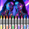 Glow in Dark Face Paint Markers - 10 UV Neon Colors