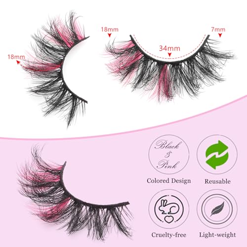 7 Pairs Dramatic Pink False Eyelashes with Fluffy Volume