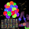 Neon Party Pack: 172 Glow Tattoos & 100 UV Balloons
