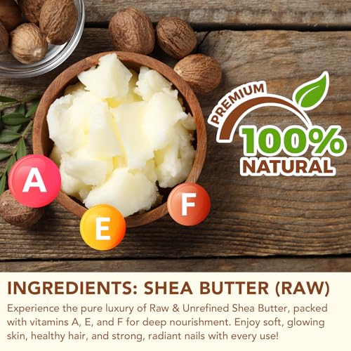 100% Pure & Nature Shea Butter - 4.2 oz Moisturiser Deep Hydration Nourishment Nourishing Vitamins Non-greasy Raw Shea Butter For All Skin Types Body & Hair Type
