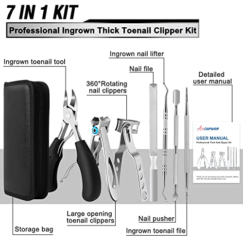 Heavy Duty Toenail Clippers for Thick Nails - 7-Piece Set