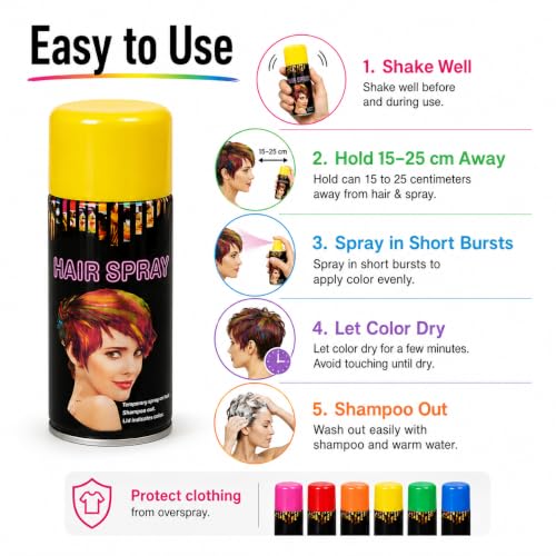 Temporary Hair Color Spray 24-Pack Bulk (6 Colors)