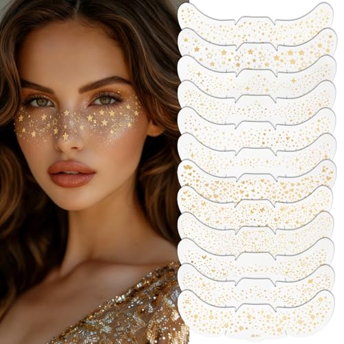 12PC Gold Glitter Freckles Temporary Face Tattoos