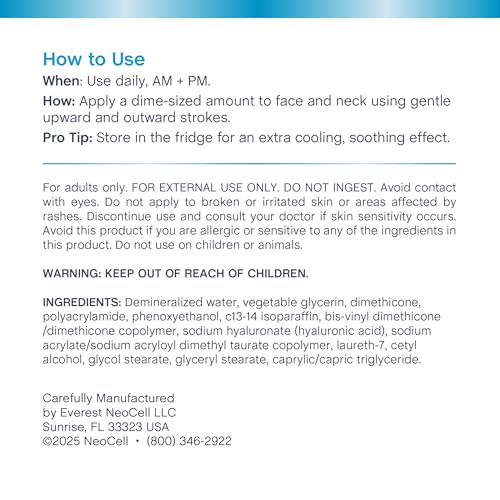 NeoCell Hyaluronic Acid Moisturizer | 4 oz | Moisturizing Topical Gel Cream | for Face and Neck | Advanced Skin Hydration
