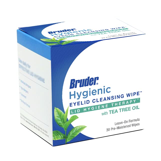 Hygienic Eyelid Cleansing Wipes with Tea Tree Oil, 30 Count Box, Bruder