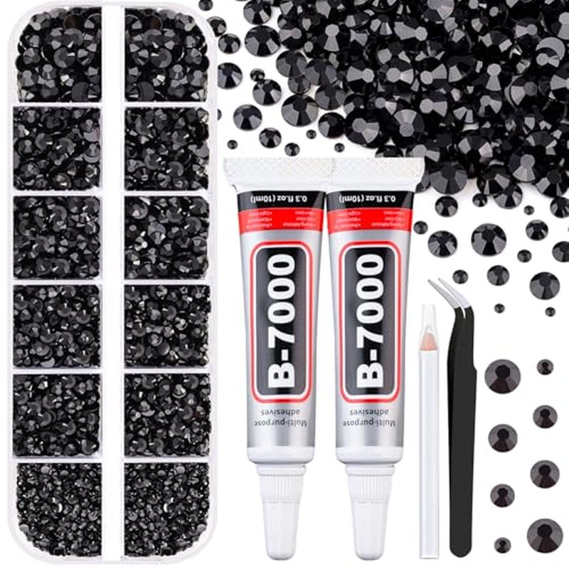 6100 Pcs Flatback Rhinestones with B7000 Glue for DIY Crafts