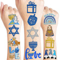 Cute Hanukkah Temporary Tattoos 10 Sheets 100 PCS Kwanzaa Party Decorations Favors Supplies Hanukkah Theme Birthday Stickers Halloween Gifts for Boys Girls Kids Class School Prizes Carnival Christmas