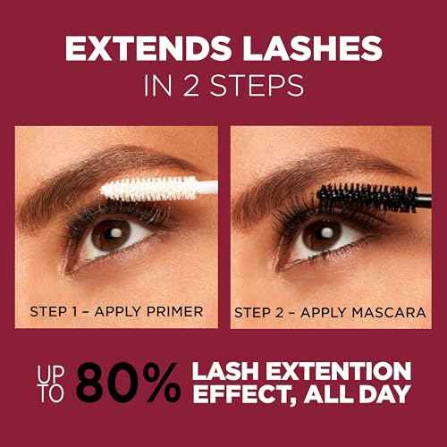 L'Oreal Paris Makeup Double Extend Tubing Mascara, Lengthening 2 Step Mascara, Smudgeproof, Black