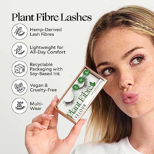 Velour Plant Fibre Lashes - A New Leaf - Hemp-Derived False Eyelashes - Lightweight, Reusable, Handmade - Wear up to 25 Times - Natural Fake Lashes - 100% Vegan, Soft and Comfortable, All Eye Shapes