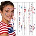 12PCS Red White Blue Freckle Tattoos - 4th of July Patriotic Face Stickers
