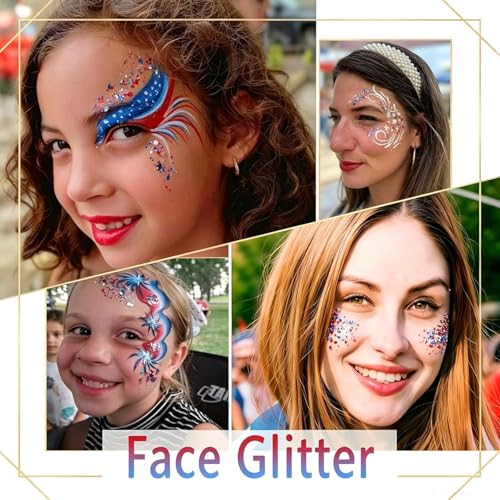 Patriotic Red White Blue Glitter Stick - Face & Body