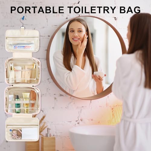 TOPEAST Gifts for Teen Girls Kids - Travel Hanging Toiletry Bag, Personalized Initial Toiletry Pouch, Gifts for Mom Daughter Sister Friends, Letter C, Pink