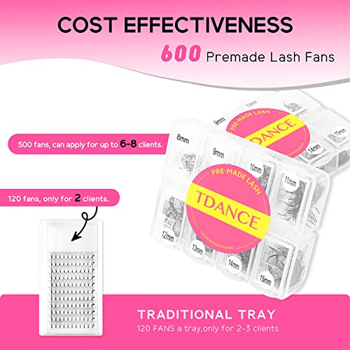 TDANCE 600 Premade Lash Fans 10D Volume Eyelash Extensions