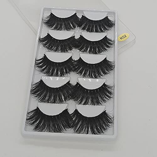 5 Pairs 3D Mink Lashes 25mm Natural Fluffy False Eyelashes
