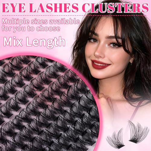 Lash Clusters Kit - Wispy Fluffy False Eyelashes C Curl with Bond&Seal