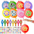 Paw Print Party Favors Set - 24 Punch Balloons & 48 Tattoos