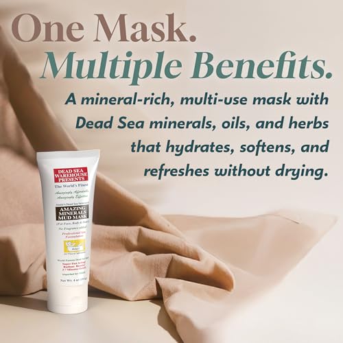 Dead Sea Warehouse ? Amazing Minerals Mud Mask ? 4 OZ ? Dead Sea Mud Cleansing Mask ? Mineral Rich ? Helps Exfoliate, Purify, & Nourish Skin