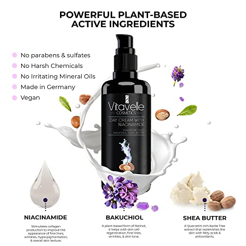 VITAVELLE Niacinamide Cream - Daily Niacinamide Moisturizer for Face - Strengthening Pore Reducer for Face with Plant-Derived Retinol, Shea Butter, & Niacinamide Serum For a Smooth & Even Complexion