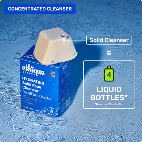 Ethique Hydrating - Solid Face Cleanser for All Skin Types - Plastic-Free, Vegan, Cruelty-Free, Eco-Friendly, 3.9 oz (Pack of 1: 2 bars)