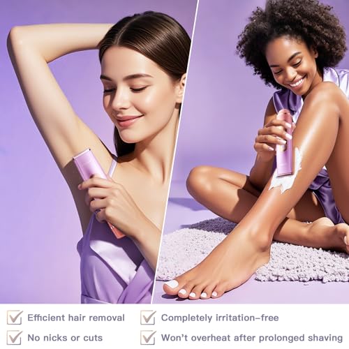 Bikini Trimmer for Women, Electric Razors with Dual Heads, Rechargeable Pubic Hair Trimmer with IPX7 Waterproof, Painless Pro Shaver for Underarm Leg Arm Body Face Private Area£¨DuskyRose£©