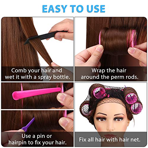 60-Piece Hair Rollers Set with Clips & Pins – 6 Sizes
