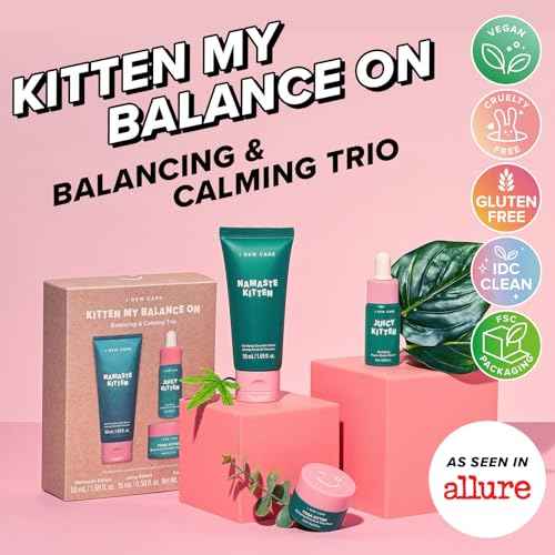 I DEW CARE Blemish Heartleaf Skincare Set - Kitten My Balance On | Foam Cleanser & Wash-off Mask & Serum, Gentle Skincare, Soothe & Balance, Stocking Stuffers, Gift For Girls, Teen Girls Skin Care Kit