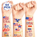 64 PCS Patriotic Temporary Tattoo Set for 4th of July Celebrations