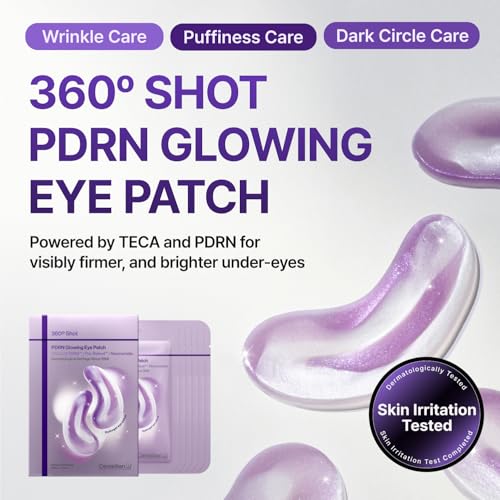 CENTELLIAN 24 360 Shot PDRN Glowing Eye Patch (6 Sets, 12ea) ? Instant Depuffing & Dark Circle Revitalizing Hydrogel Under Eye Patches with PDRN, Retinol & Glutathione, Cooling Eye Bags Treatment
