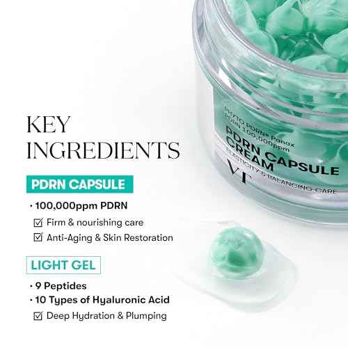 VT COSMETICS PDRN Capsule Cream 100, Hydrating Face Moisturizer with 100,000ppm PDRN, Hyaluronic Acid, 9 Peptides, Firming & Plumping Nourishing Cream, Korean Skin Care (1.69 fl. oz.)