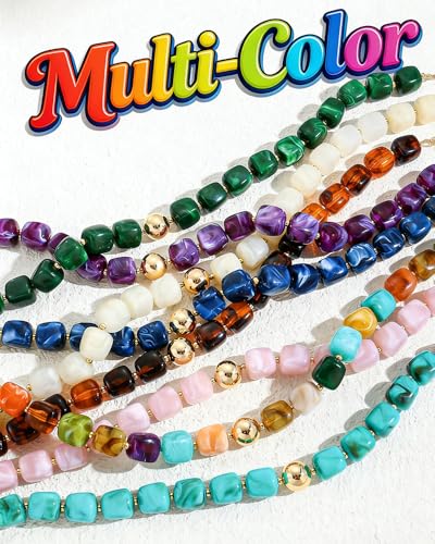 Boho Chunky Beaded Necklace for Women - Adjustable Choker
