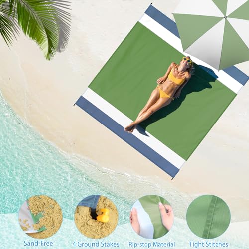 BYDOLL Beach Blanket 78''×81'' 1-5 Adults Oversized Lightweight Waterproof Sandproof Beach Blanket Large Picnic Mat Beach Blanket for Beach Travel Camping Hiking Picnic