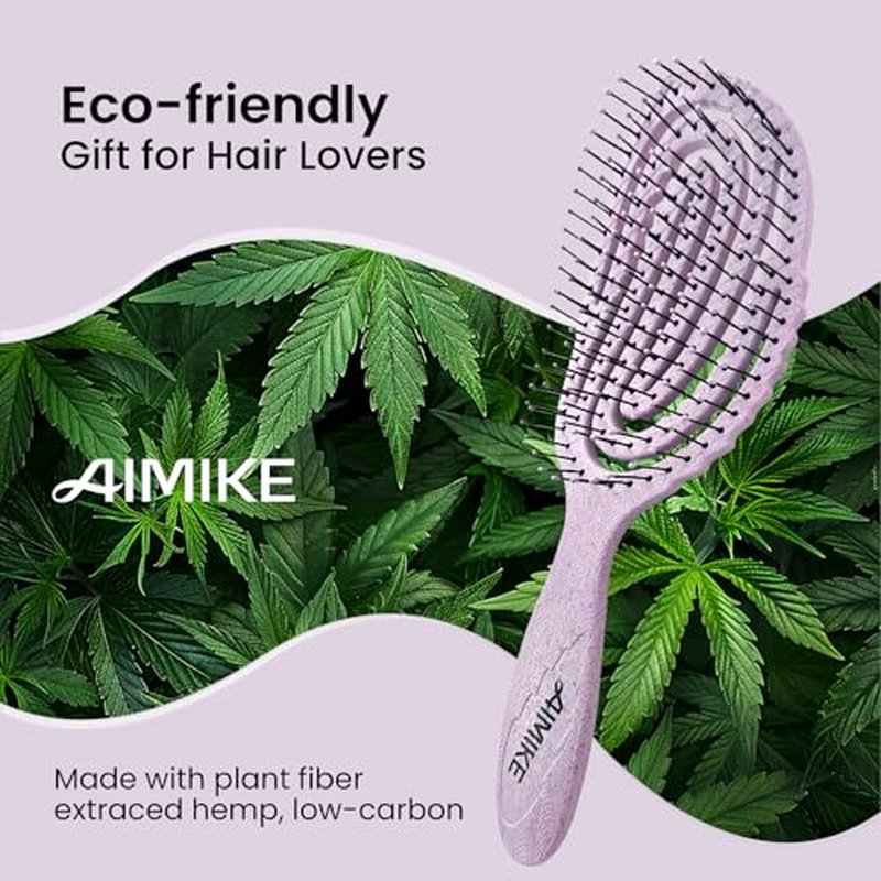 AIMIKE Hemp-Relax Detangler Hair Brush - Eco-Friendly Vented Brush for All Hair Types
