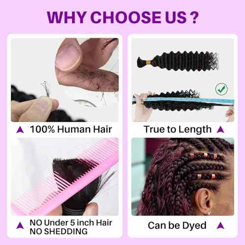 Human Braiding Hair for Boho Braids, Deep Wave Bulk Boho Braids Human Hair for Knotless Curly Bohemian Water Wave Braiding 110g 22 Inch Auburn Ginger (3 No Weft Bundles/Pack)