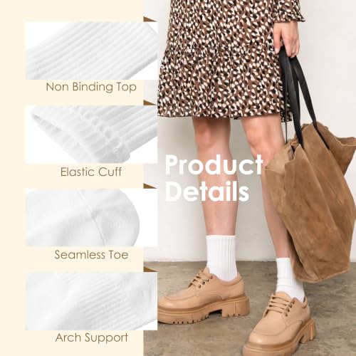 Crew Socks for Women & Men, 6 Pair Cotton Casual Calf Socks