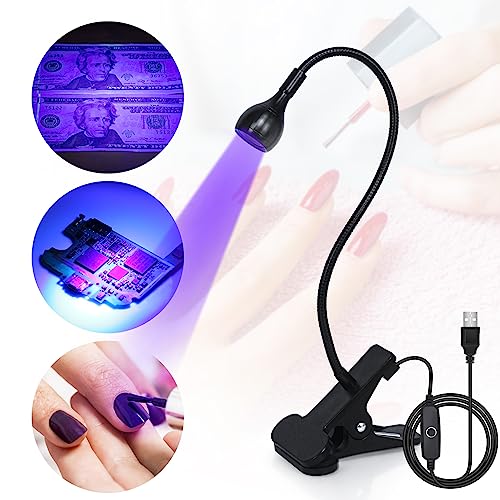 UV Nail Lamp with Gooseneck & Clamp, 4-Level Dimming
