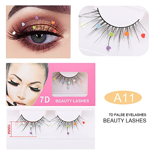 Dramatic Glitter False Eyelashes with Decorative Heart & Flower (3 Pairs)