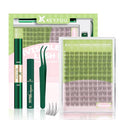 KEYYOU Aurora Lash Clusters Kit Fairy Lash Extension Kit C Curl 120Pcs Eyelash Extension Kit Wispy Natural Invisible Band Lash Kit with Waterproof DIY Lash Extension Kit at Home(Aurora-C-8-16MIX)