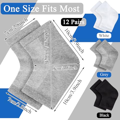 12 Pairs Toeless Moisturizing Heel Socks for Dry Cracked Feet Repair